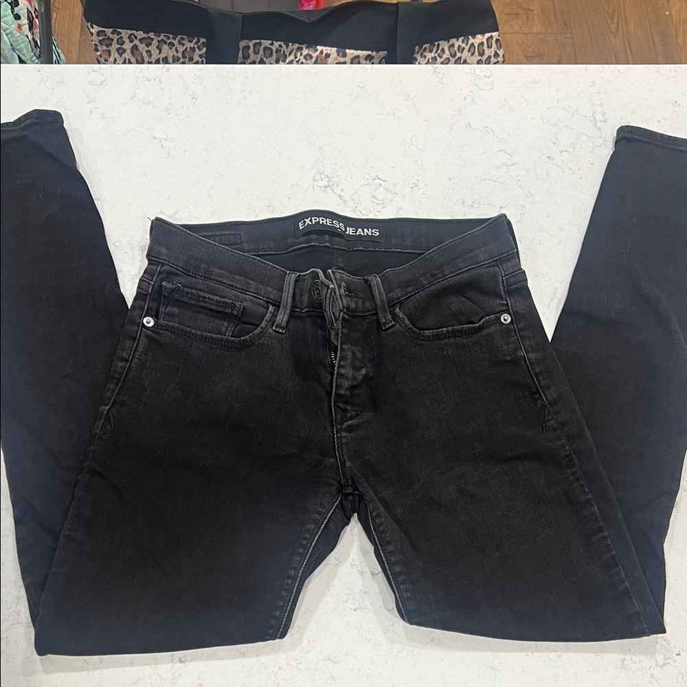 Express Women's Dark Charcoal Skinny Jeans